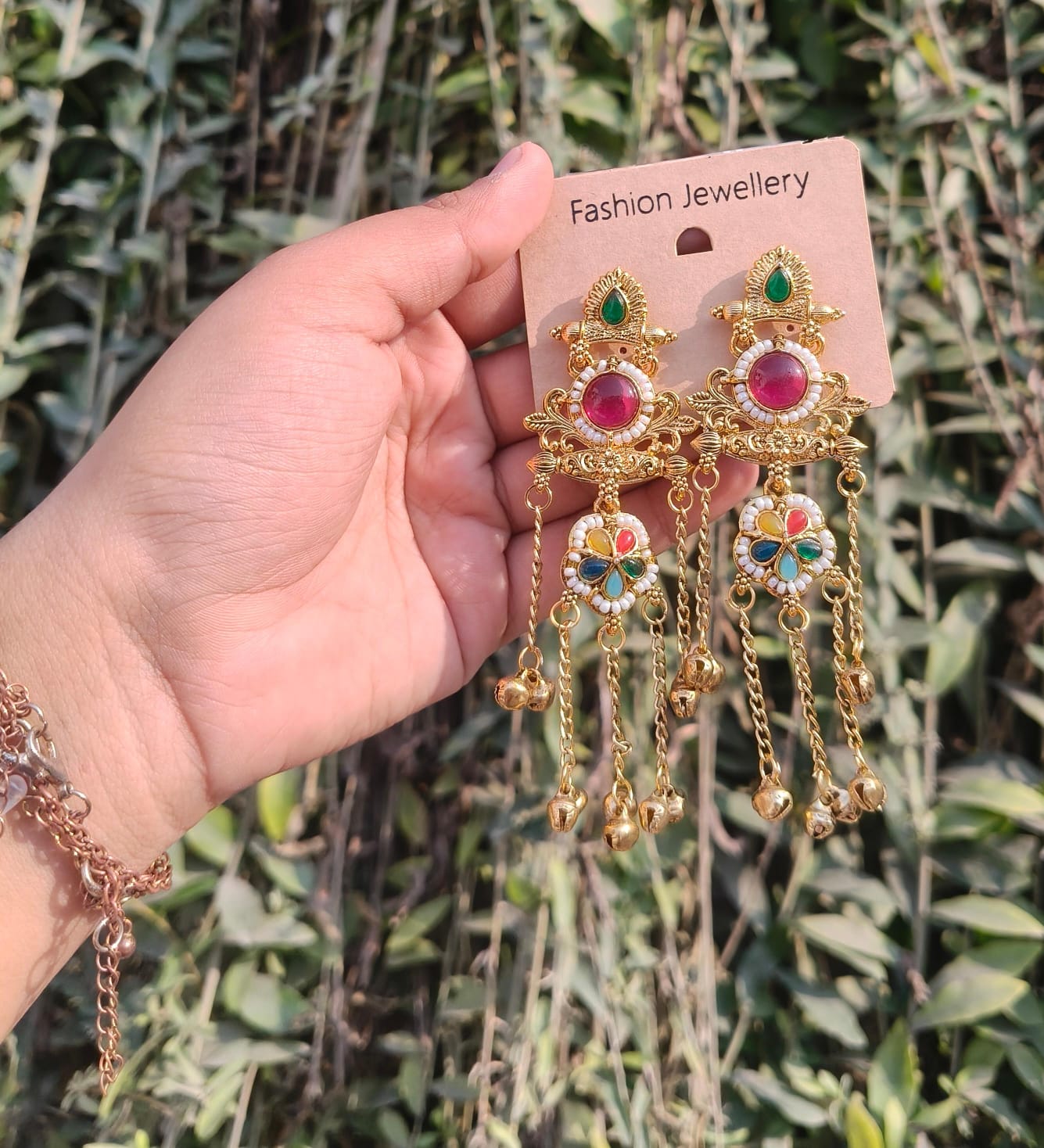 Gold Plated Kashmiri Long Dangler Earrings for Women