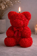 Rose Teddy Bear Candel With Heart